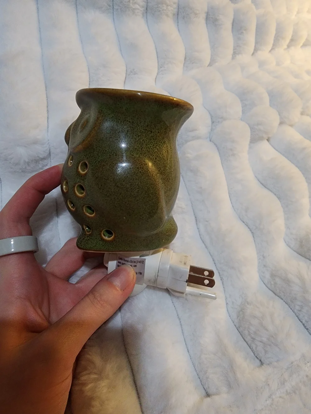 Ceramic Owl Wax Warmer in Green and Brown